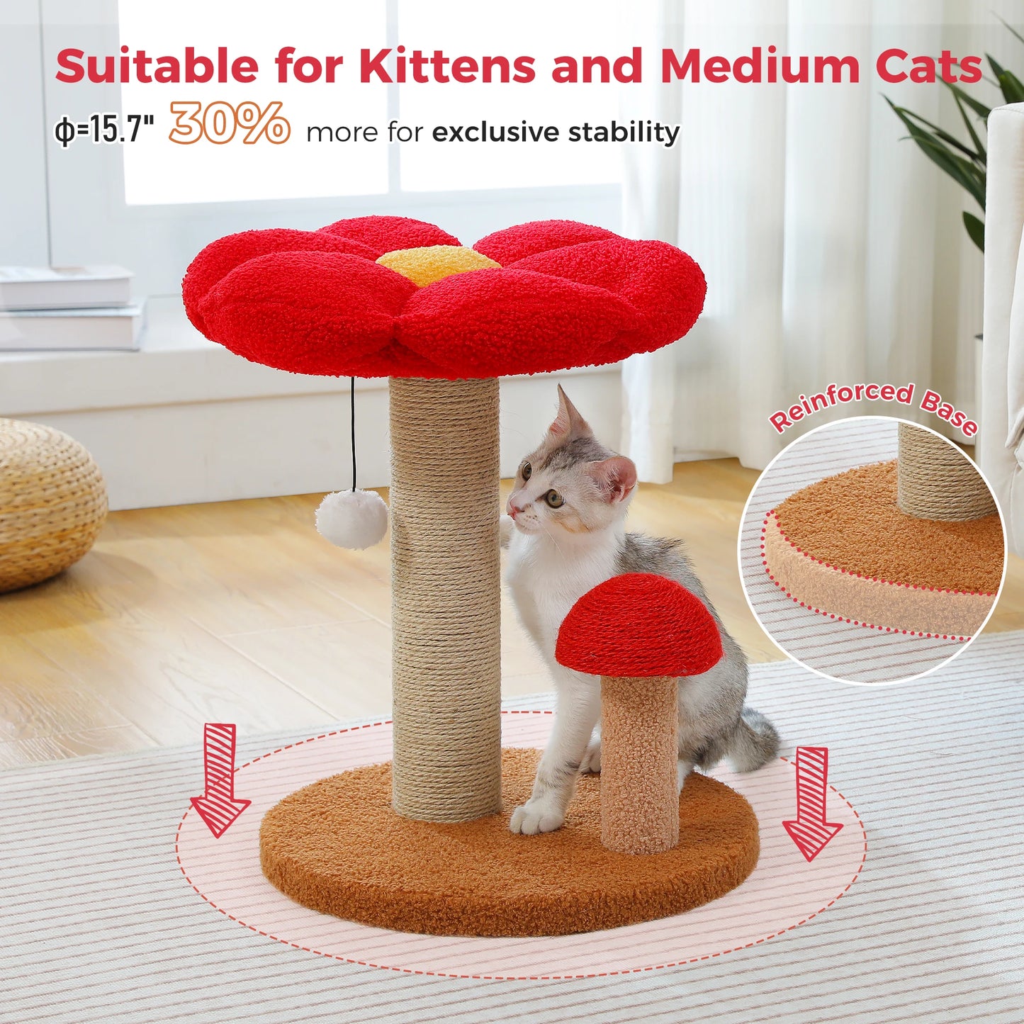 PAWZ Road Cat Scratching Post With Flower Bed Toy Ball
