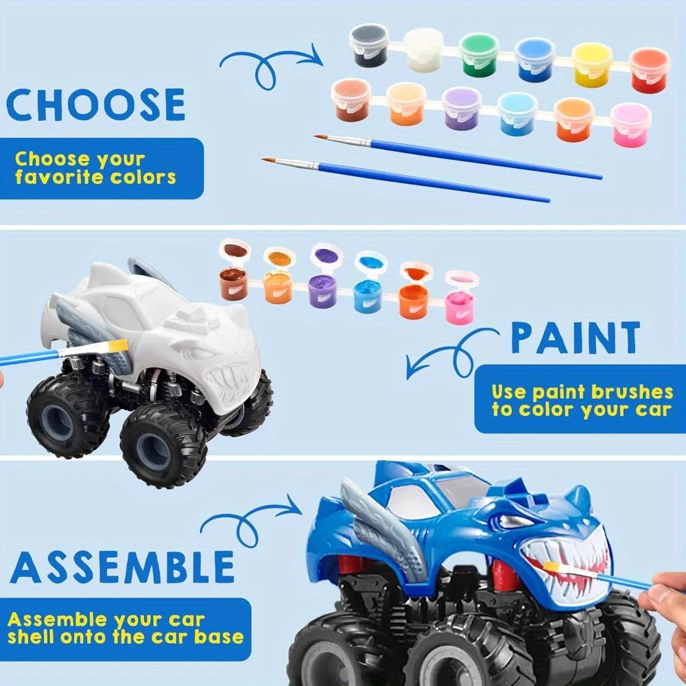 Joyfy Kids Craft Kit Build And Paint Monster Car Set