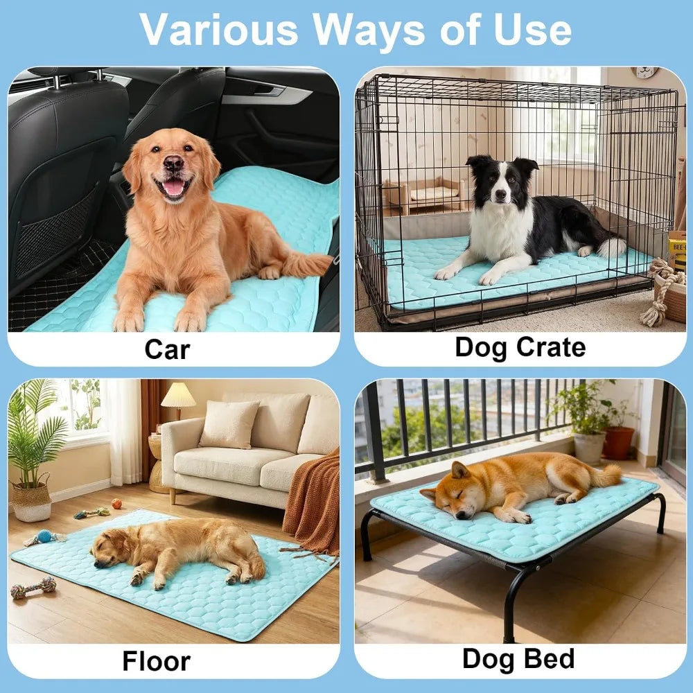 Dog Cooling Mat Waterproof Reversible Ice Silk Thick Durable