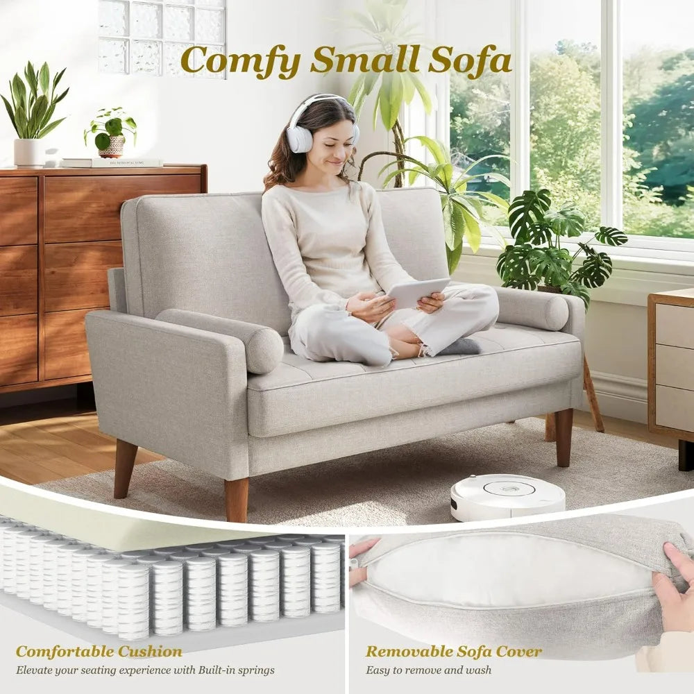 Vesgantti Mid Century Modern Loveseat Sofa With Solid Wood Legs