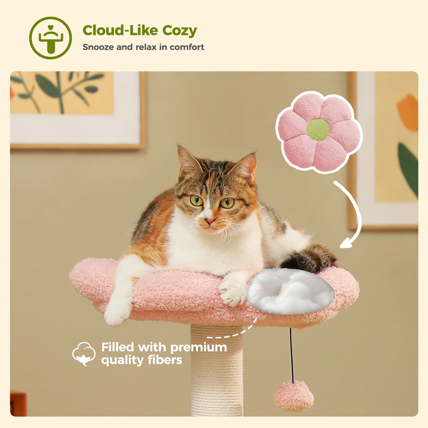 PAWZ Road Flower Cat Tree With Cozy Hammocks And Scratching Posts