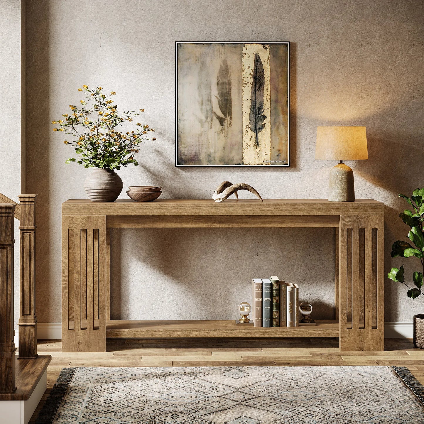 Tribesigns Farmhouse Console Table Wooden Two Tier Entryway Accent Furniture