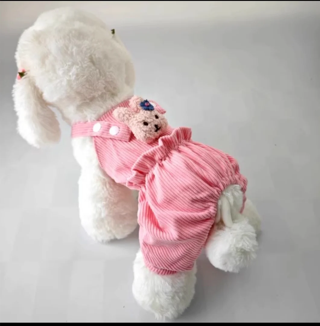 Dog Jumpsuit Overalls With Strap Polyester Pet Clothing For Small Medium Dogs