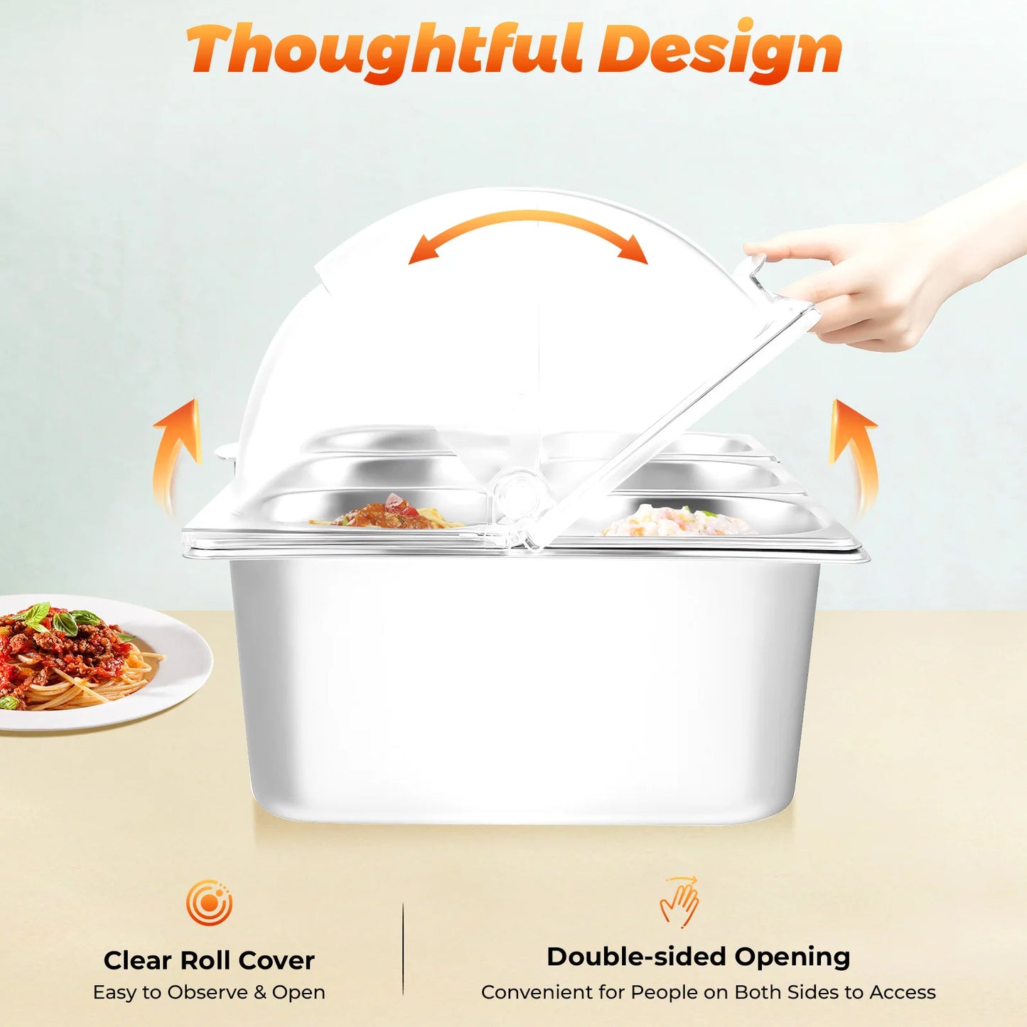 Bymaocar Countertop Food Container Six Pan Condiment Dispenser
