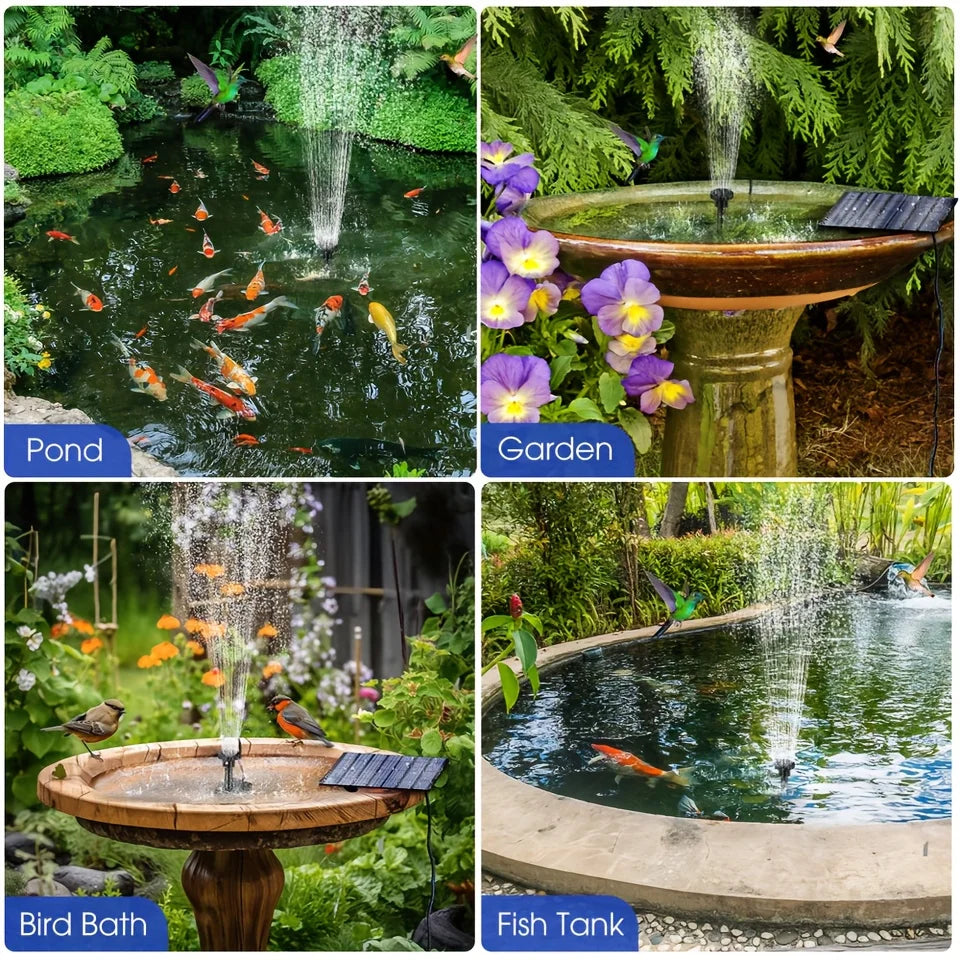 Solar Floating Fountain Pump With Six Nozzles For Bird Baths And Pools