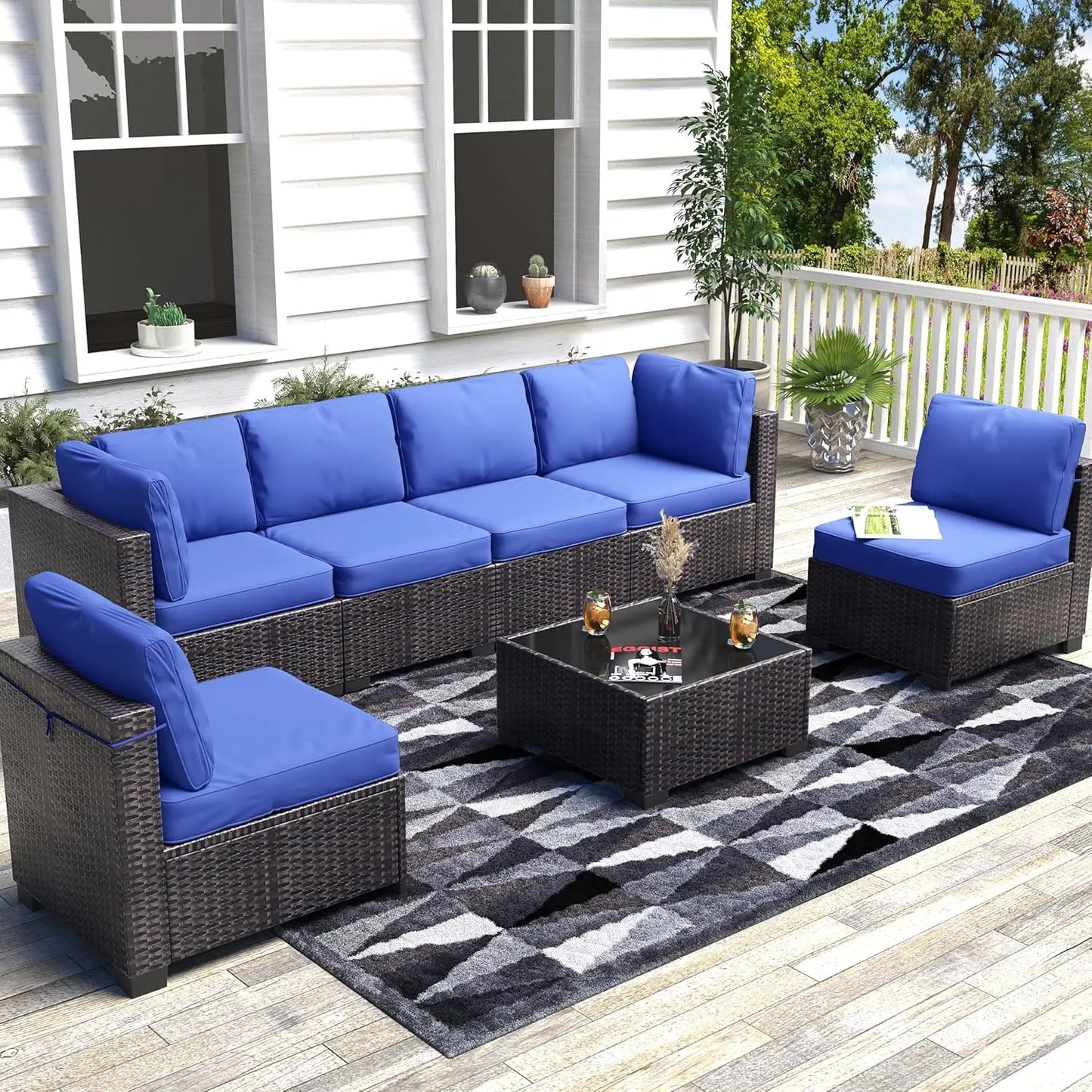 HobbyLane Modular Outdoor PE Rattan Wicker Sectional Sofa Set