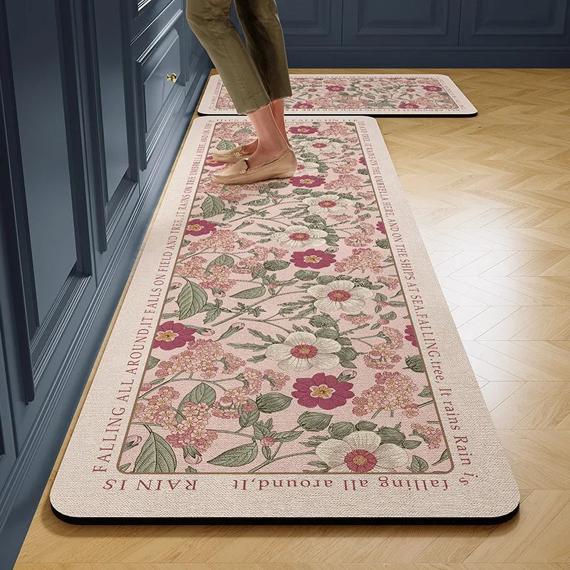 Facaishu PVC Leather Kitchen Floor Mat Waterproof Non Slip Rug