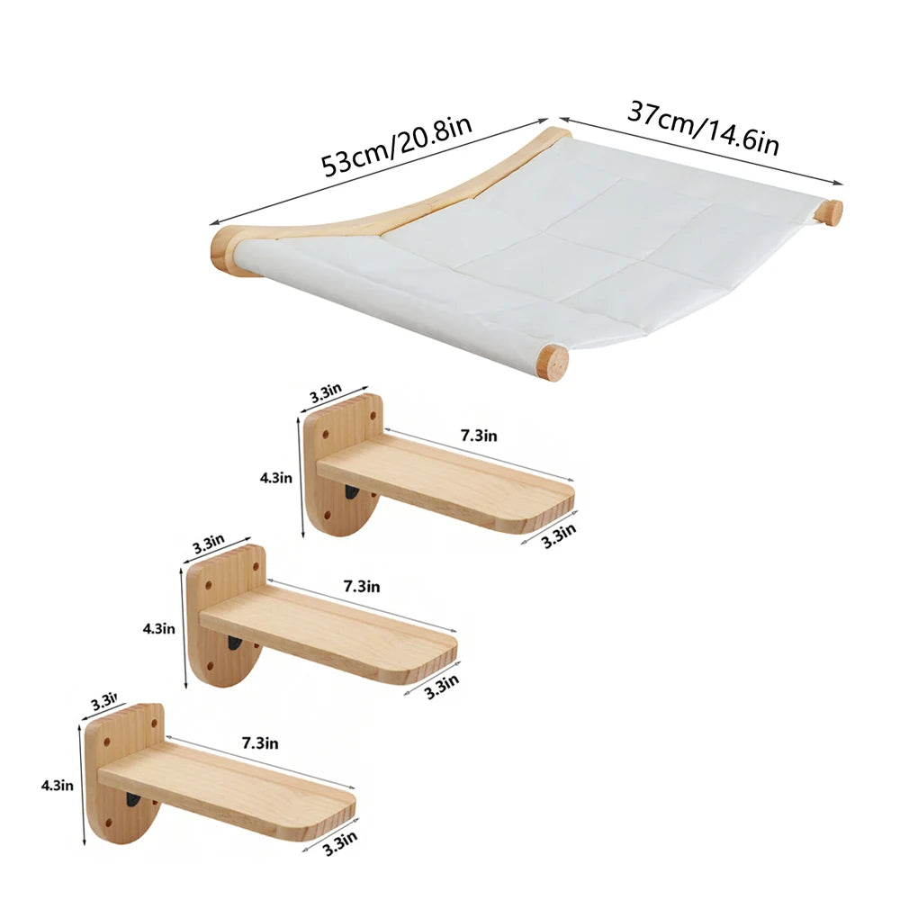CWV Wall Mounted Cat Hammock and Climbing Shelves Indoor Cats