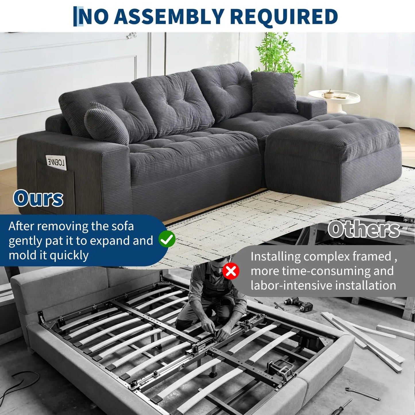 HobbyLane Modular Cloud Couch Sectional Sofa With Ottoman