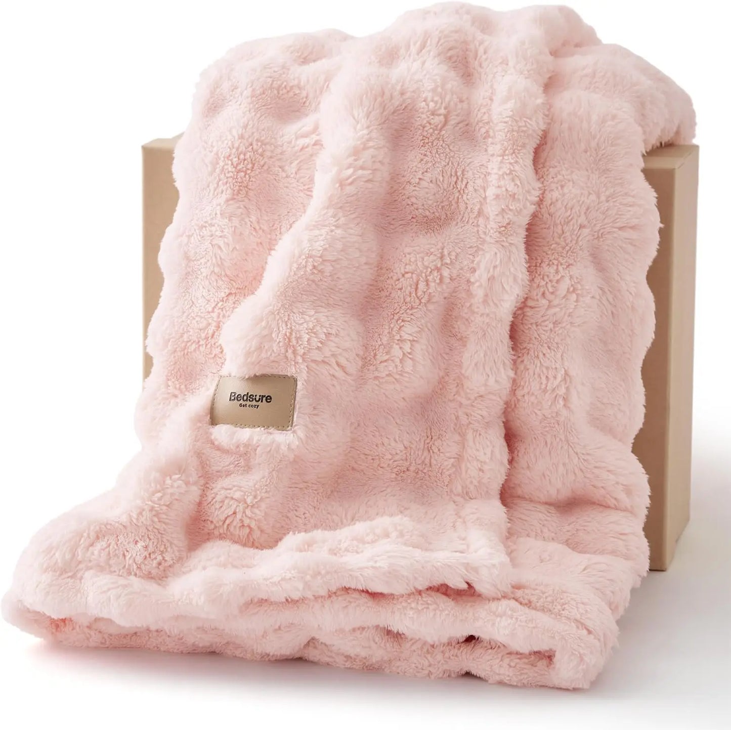 3D Fleece Bubble Blanket for Couch Sofa Cozy Cloud Throw