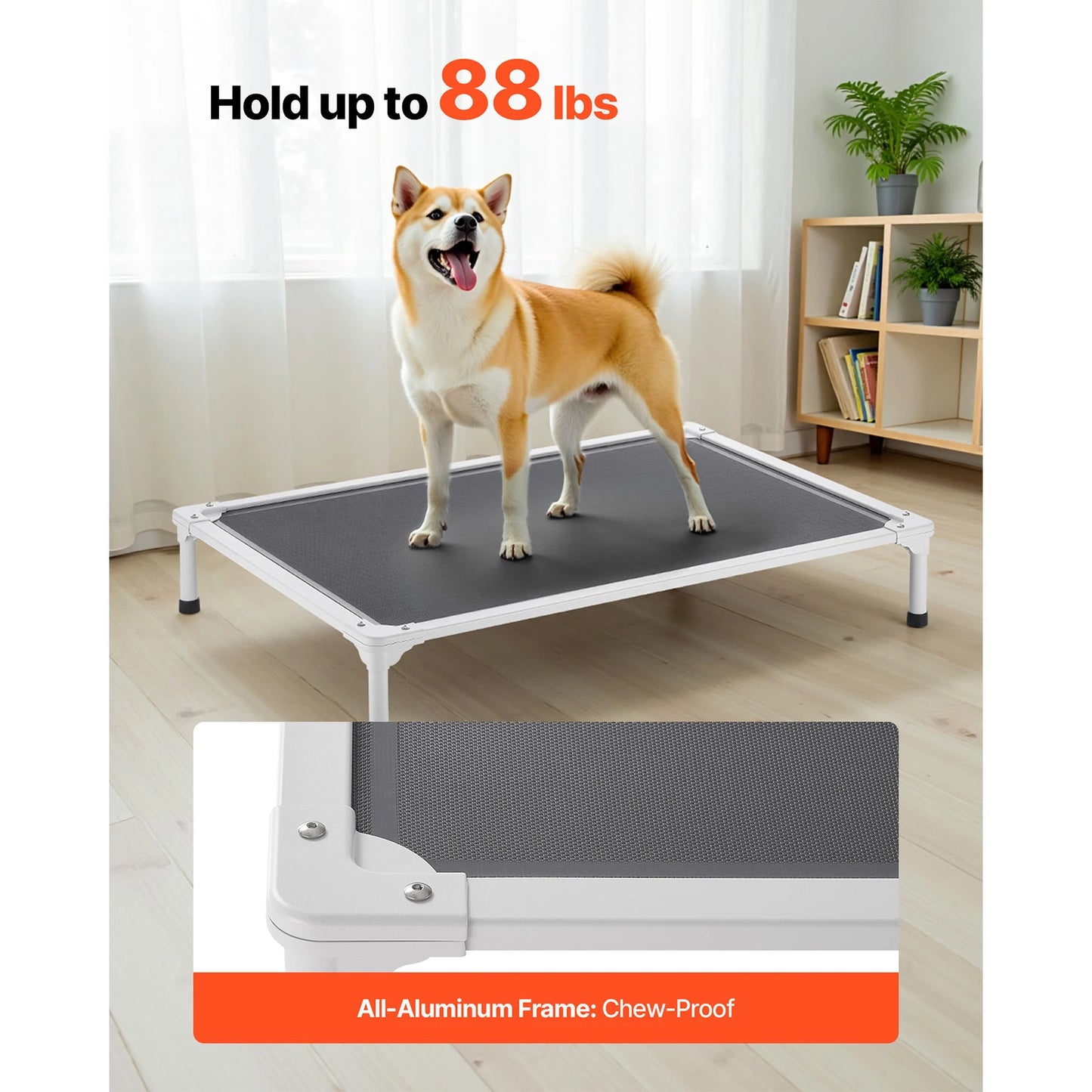 SucceBuy Elevated Dog Bed With Aluminum Frame And Textilene Mesh