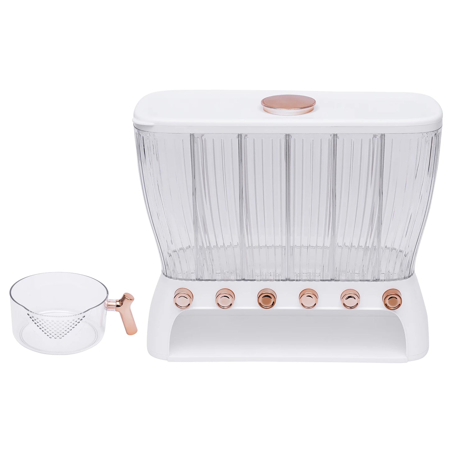 Six Grid Dry Food Dispenser Wall Mounted Organizer With Cup