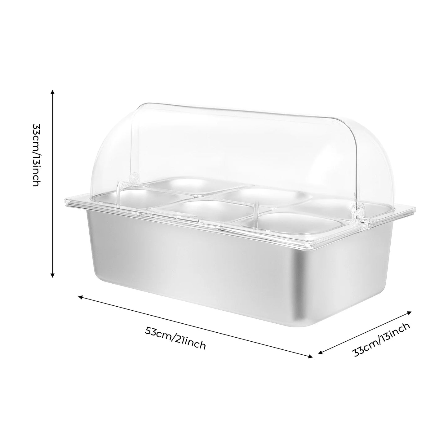 Bymaocar Countertop Food Container Six Pan Condiment Dispenser