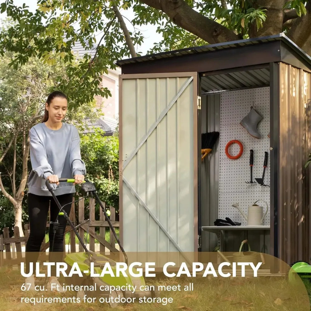 Outdoor Metal Storage Shed Lockable Anticorrosion Waterproof