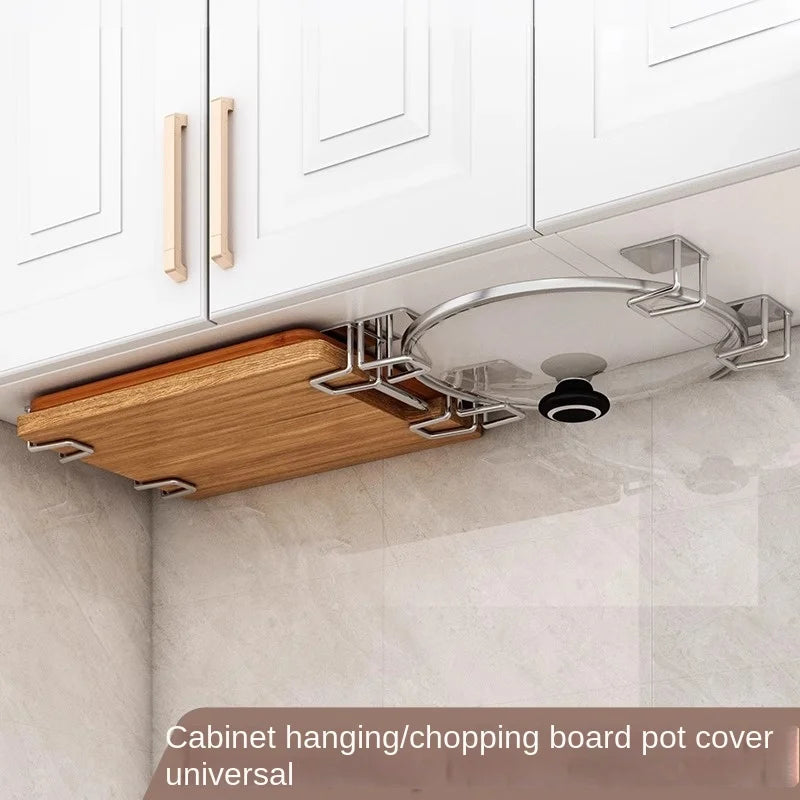Stainless Steel Kitchen Storage Rack Wall Mounted Pot Cover Cabinet