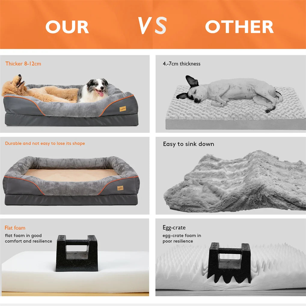 BORWART CN Orthopedic Memory Foam Dog Bed Waterproof Removable Cover