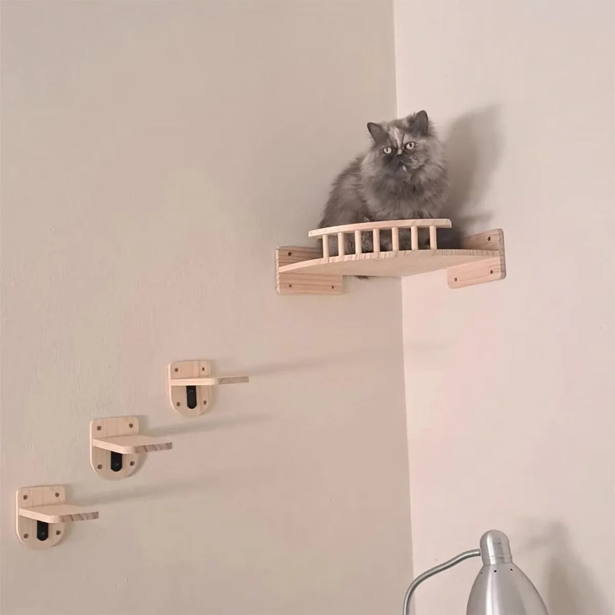 CWV Corner Cat Tree With Steps Wall Mounted Indoor Furniture