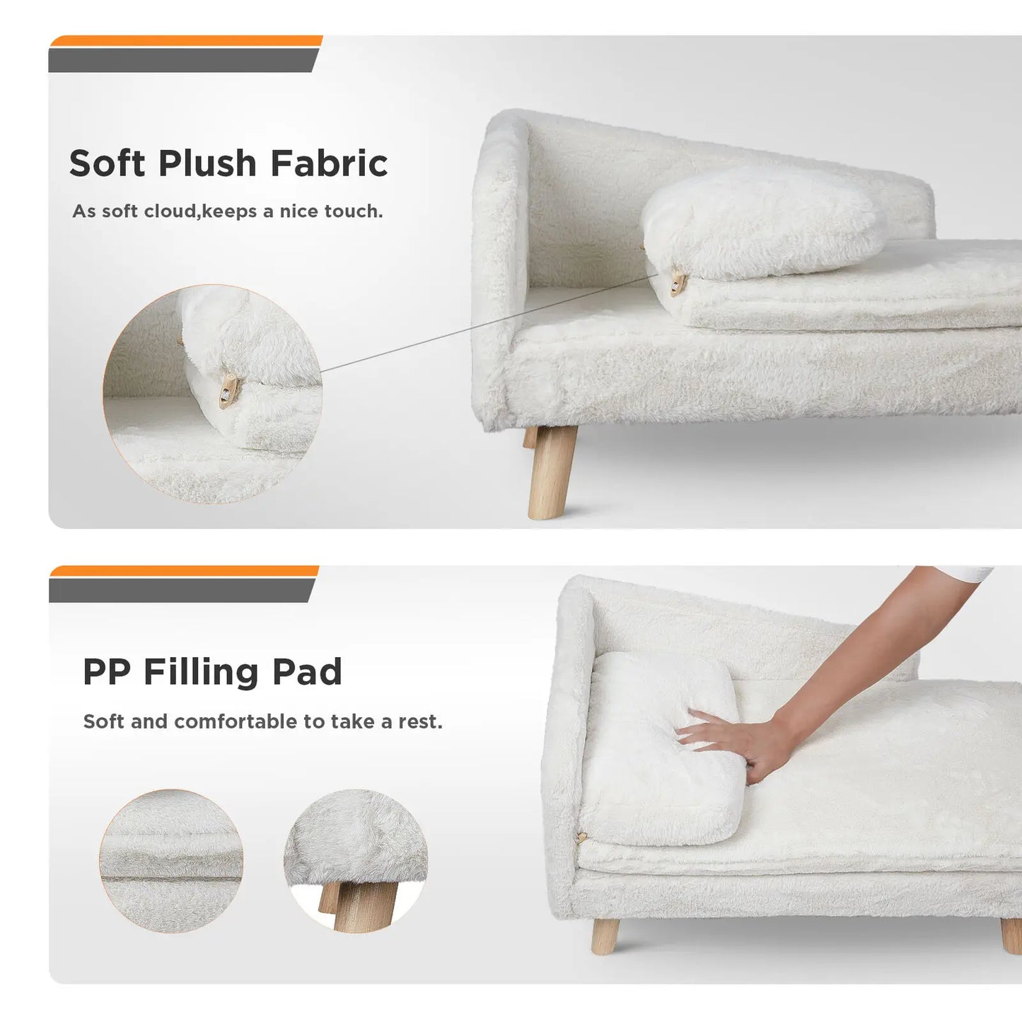 Elevated Solid Wood Leg Pet Bed With Plush Soft Cushion