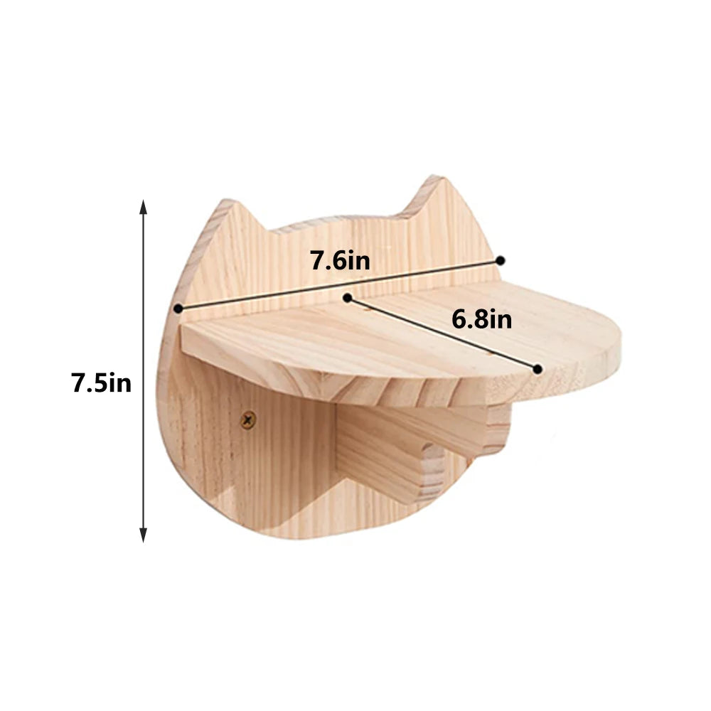 CWV Wall Mounted Cat Shelves Solid Pine Wood Perch Set