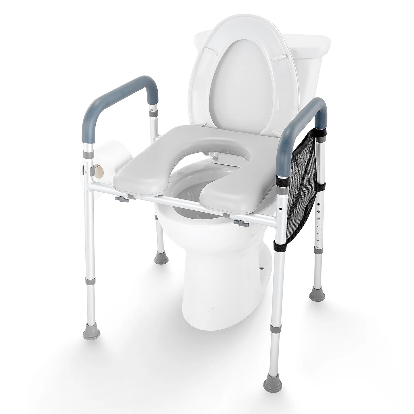 SucceBuy Adjustable Raised Toilet Seat With Padded Aluminum Frame