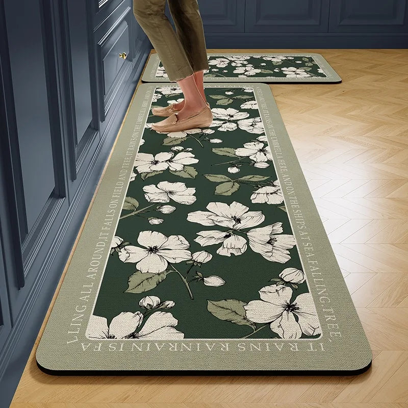 Facaishu PVC Leather Kitchen Floor Mat Waterproof Non Slip Rug