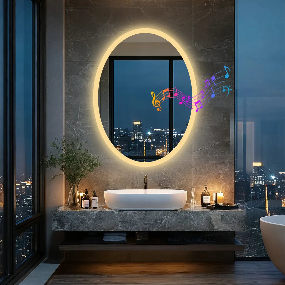 LUVODI Bluetooth LED Bathroom Mirror With Fogless Smart Memory Dimming