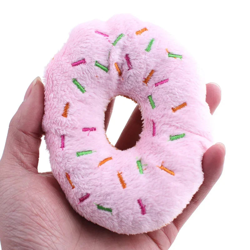 PetMundo Soft Donut Dog Toys Plush Squeaky Interactive Chew Toy