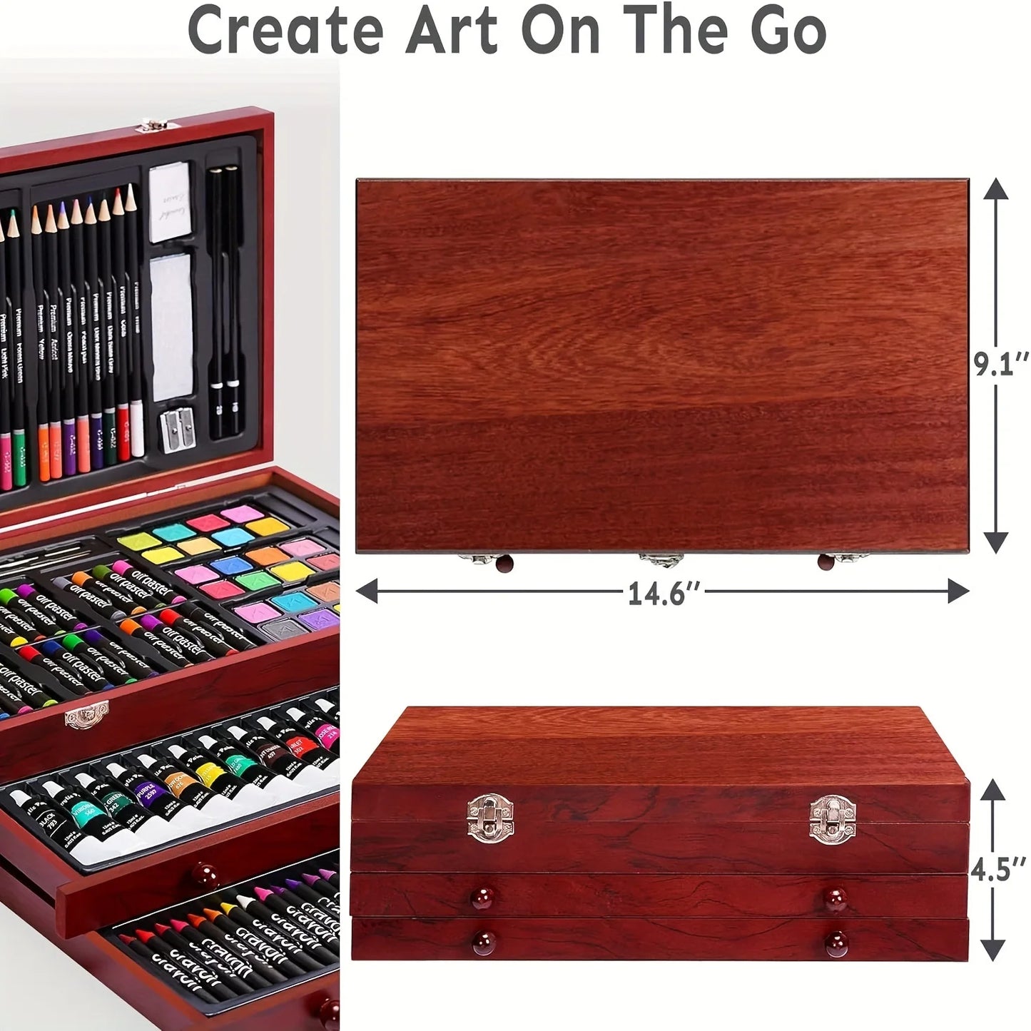 Professional Art Set With Crayons Oil Pastels Watercolors Pencils