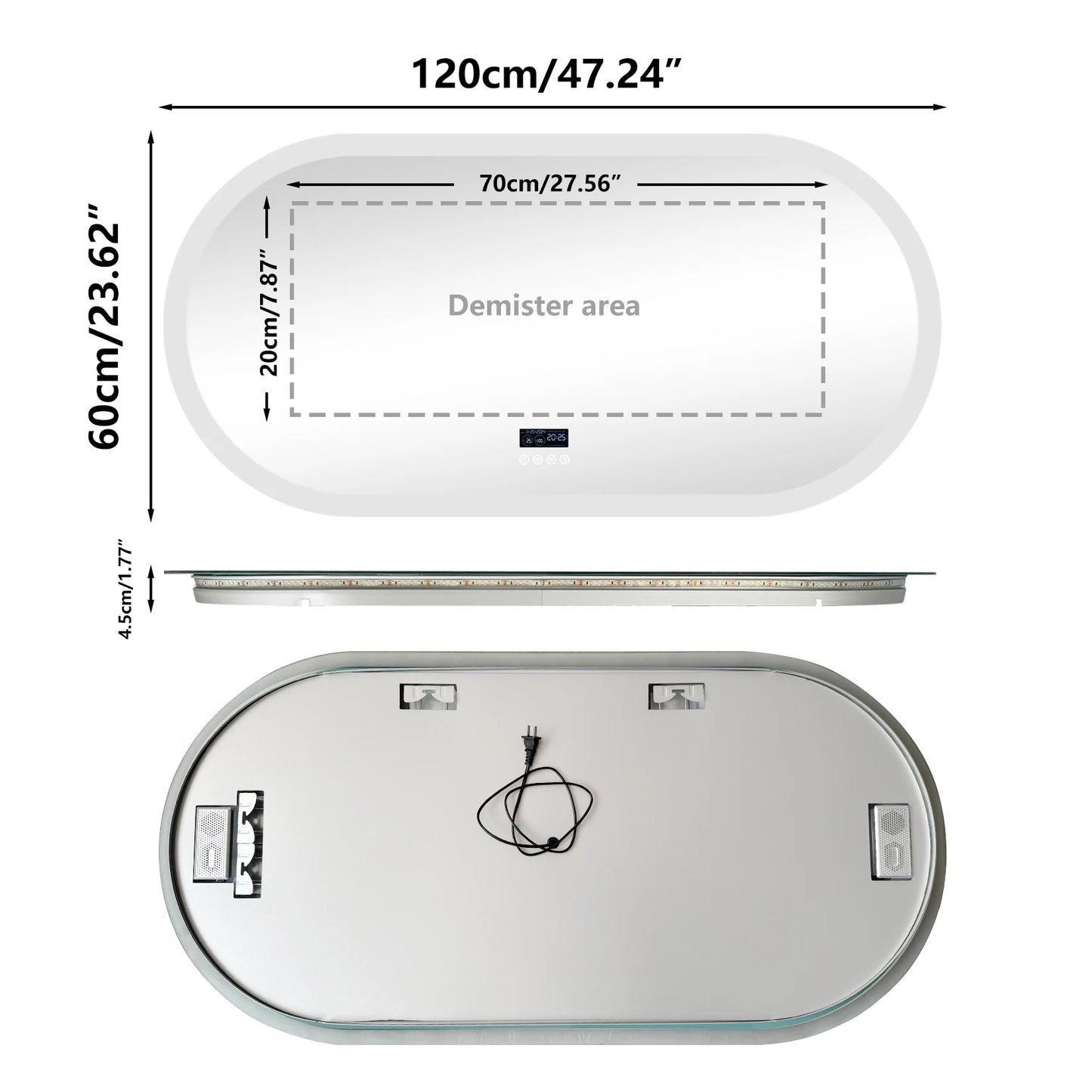Wisfor Anti Fog Bluetooth Oval LED Bathroom Mirror