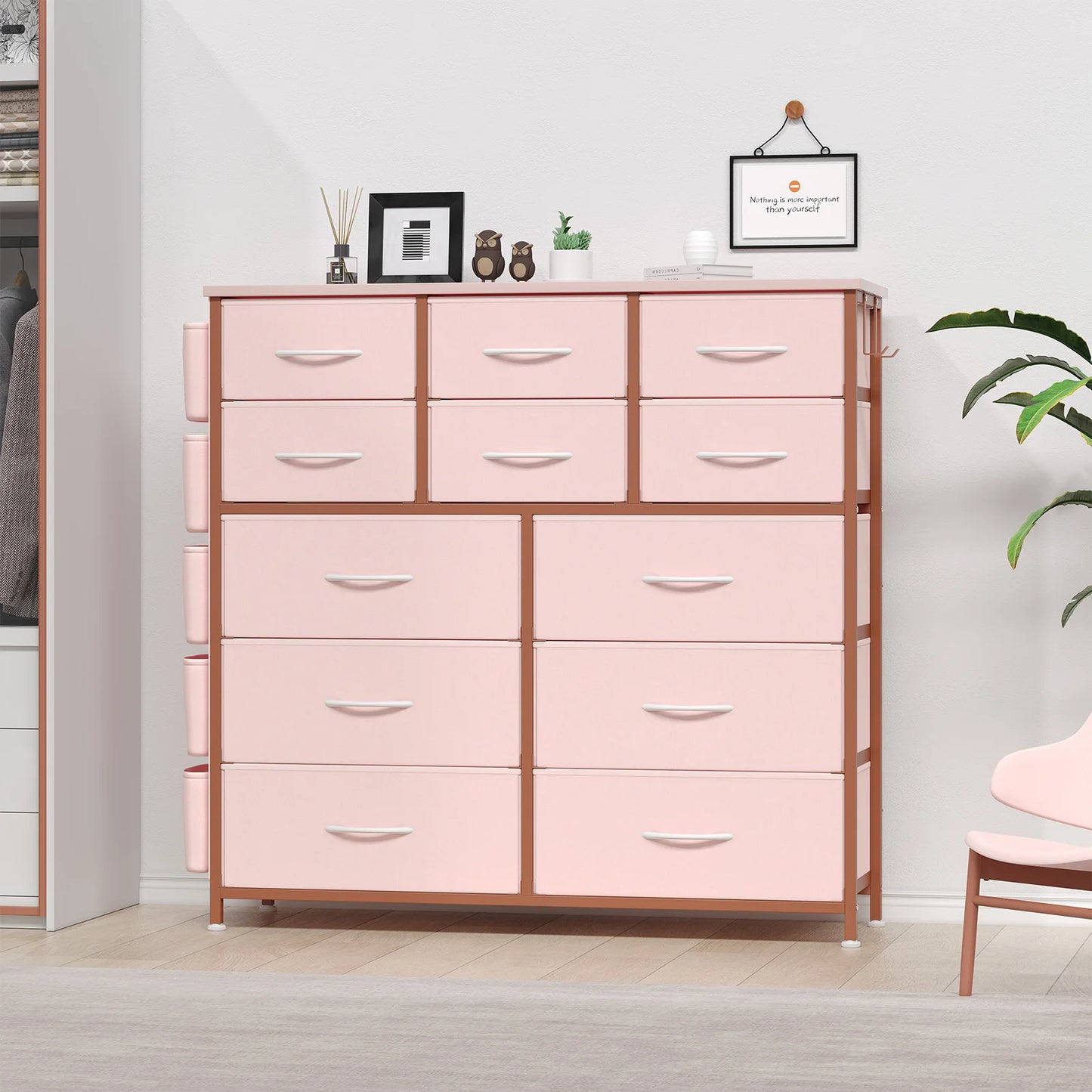 HiMiss 12 Drawer Bedroom Dresser With Metal Frame Top