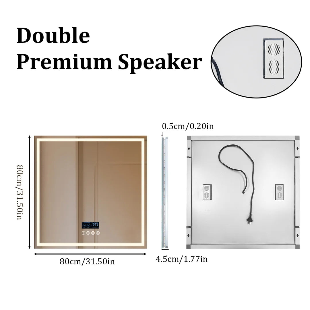 LUVODI Bluetooth LED Bathroom Mirror With Defog And Speaker