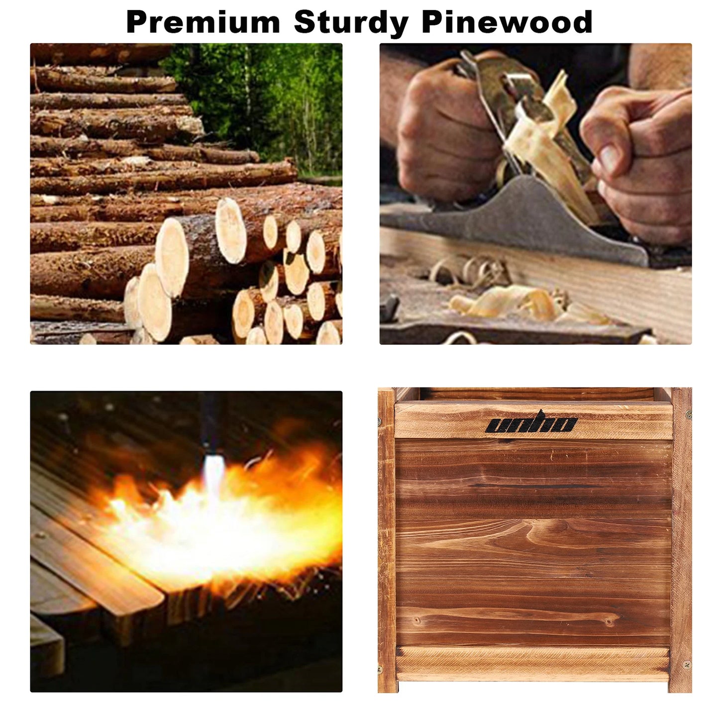 Premium Pine Wood Raised Planter Box For Indoor Garden Use