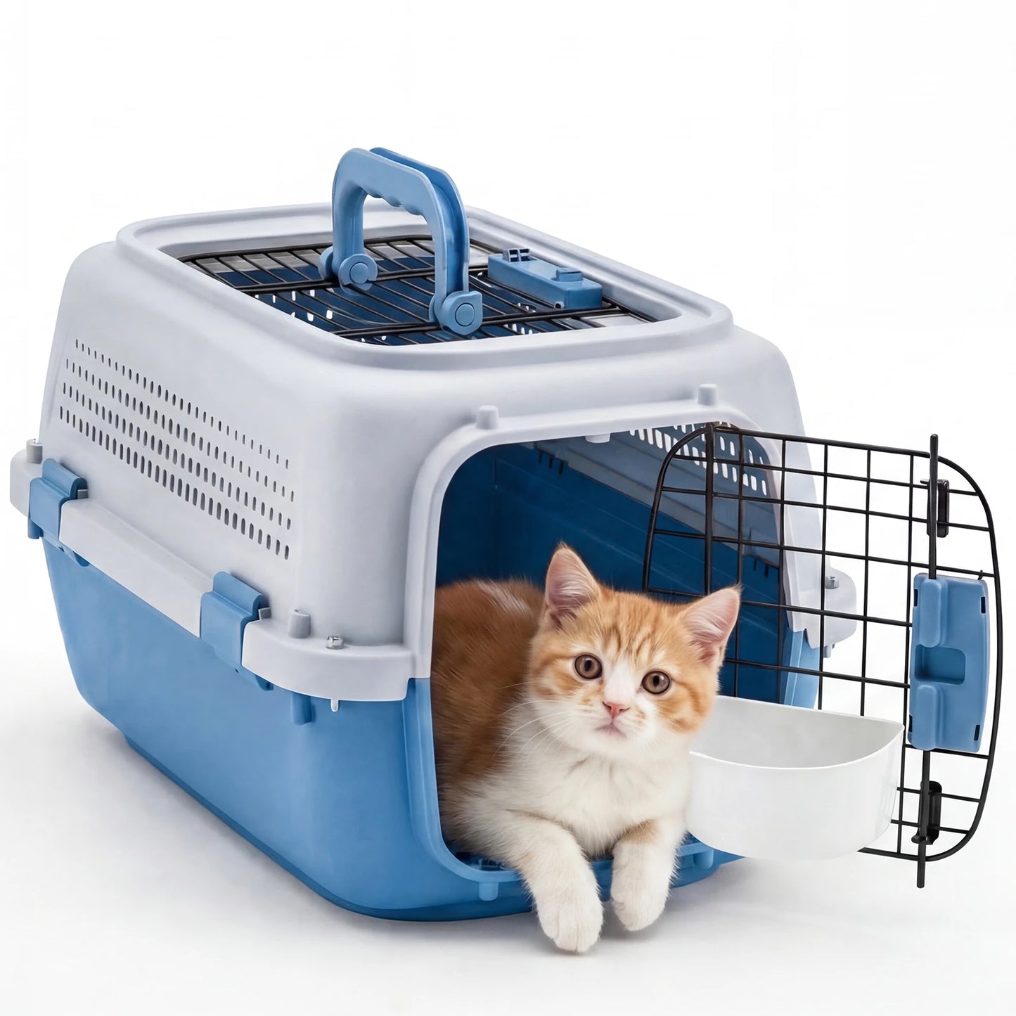 Pet Carrier For Dogs And Cats Front Top Load Wire Door Travel Crate