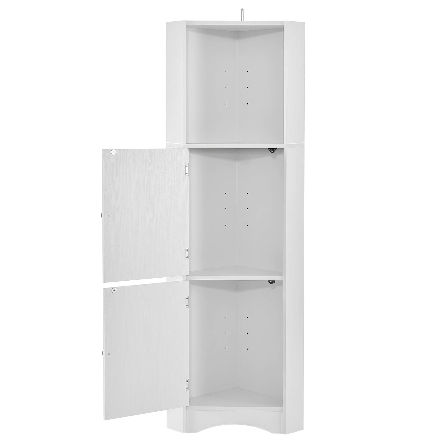 Tall Bathroom Corner Cabinet With Doors And Adjustable Shelves