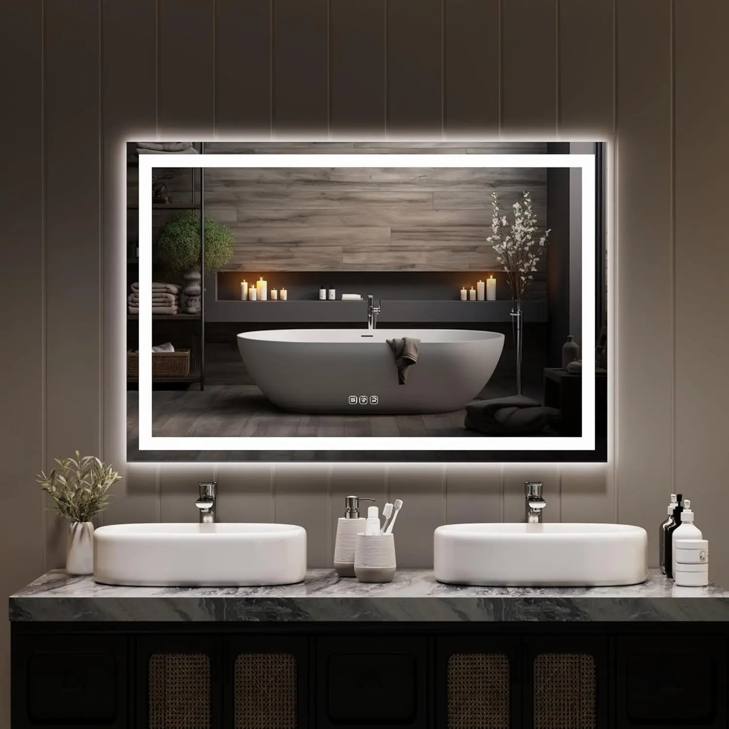 TWISTER.CK LED Bathroom Mirror With Memory Front And Back Lighting