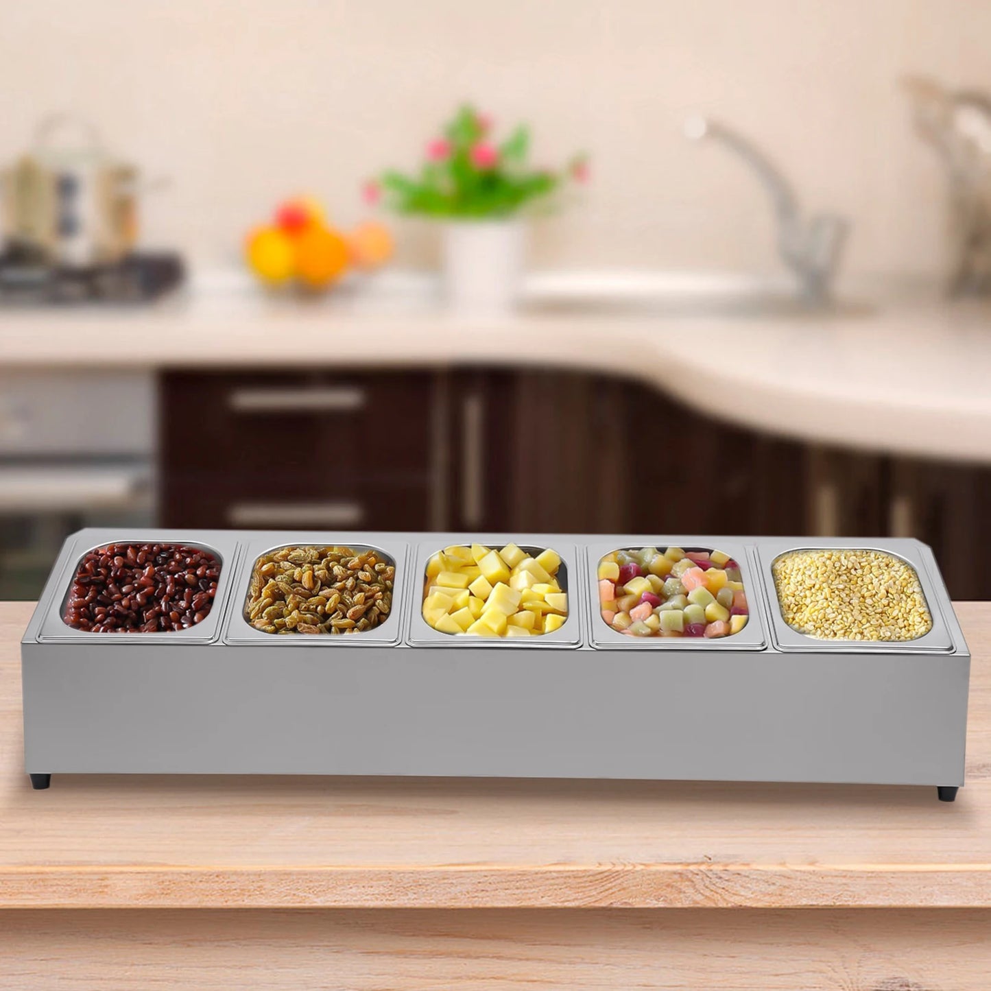 Stainless Steel Spice Rack Organizer With 5 Pans And Lids