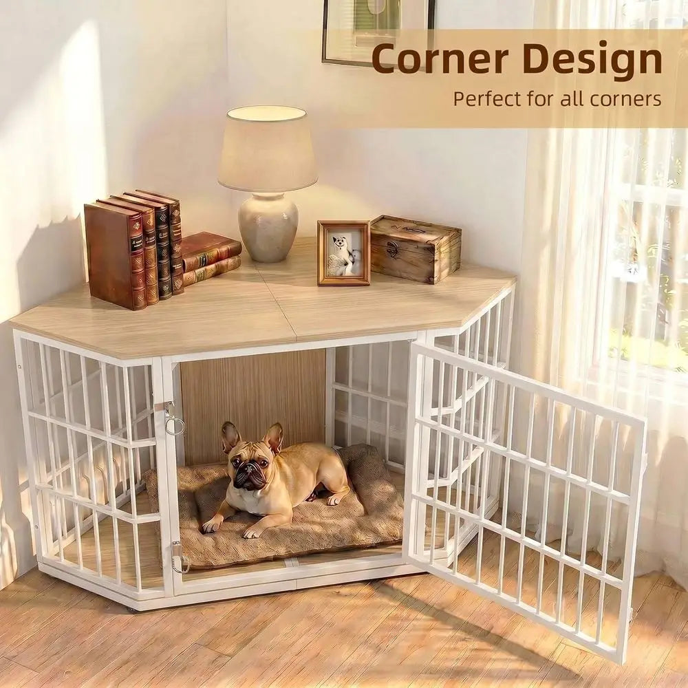 Indoor Wooden Dog Crate Furniture With Secure Kennel Design