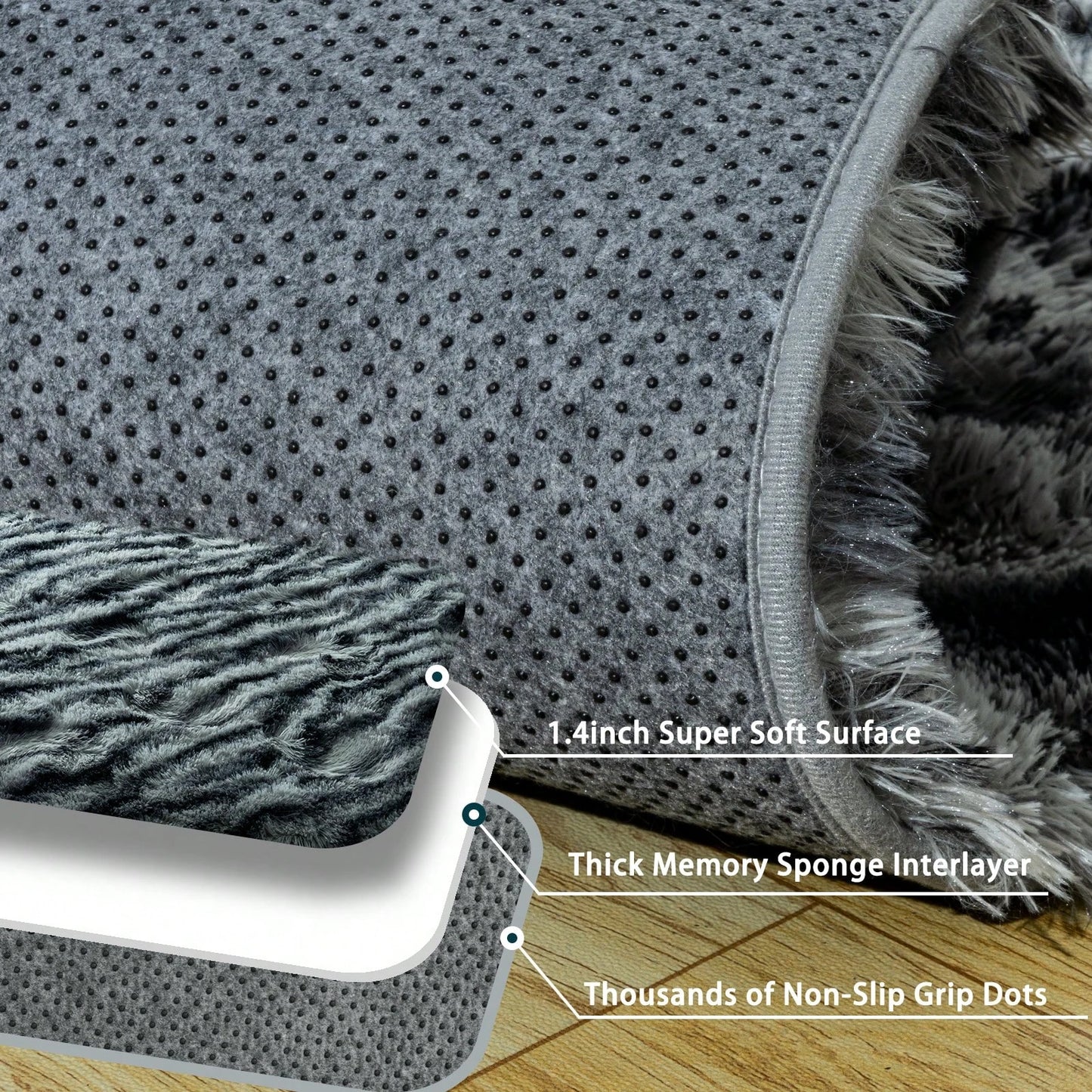 Washable Fluffy Zebra Print Shag Rug for Bedroom and Living Room