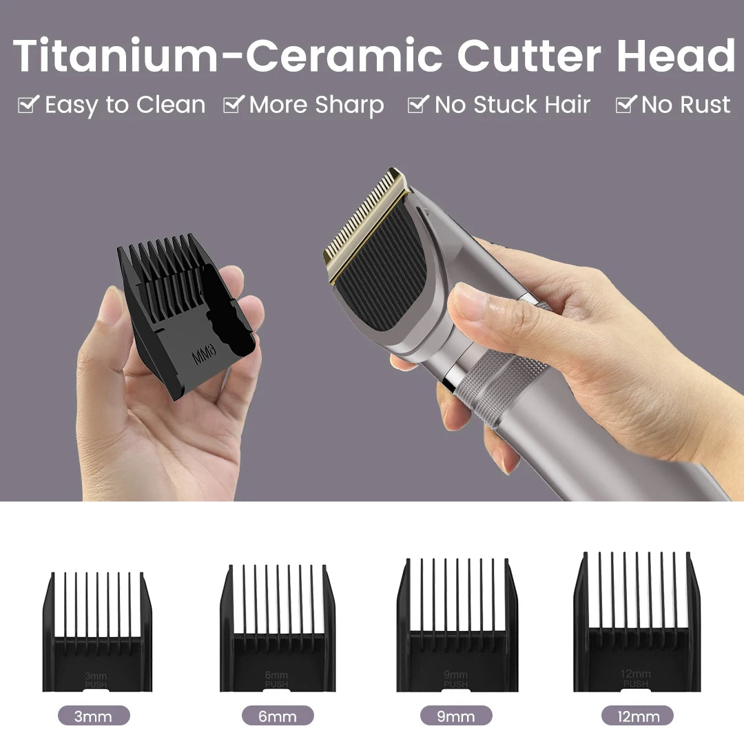 Pet Hair Clipper Kit With Ceramic Blades Cordless Rechargeable Grooming