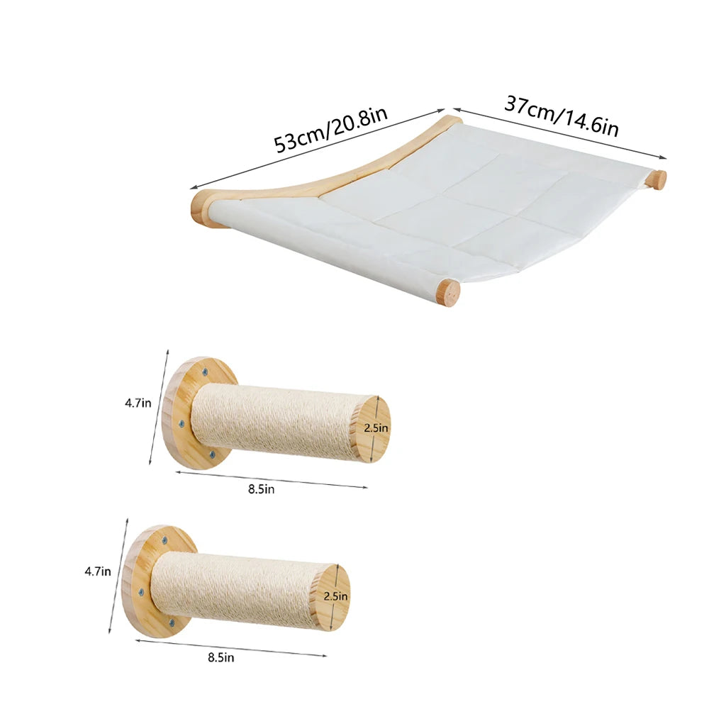 CWV Wall Mounted Cat Hammock and Climbing Shelves Indoor Cats
