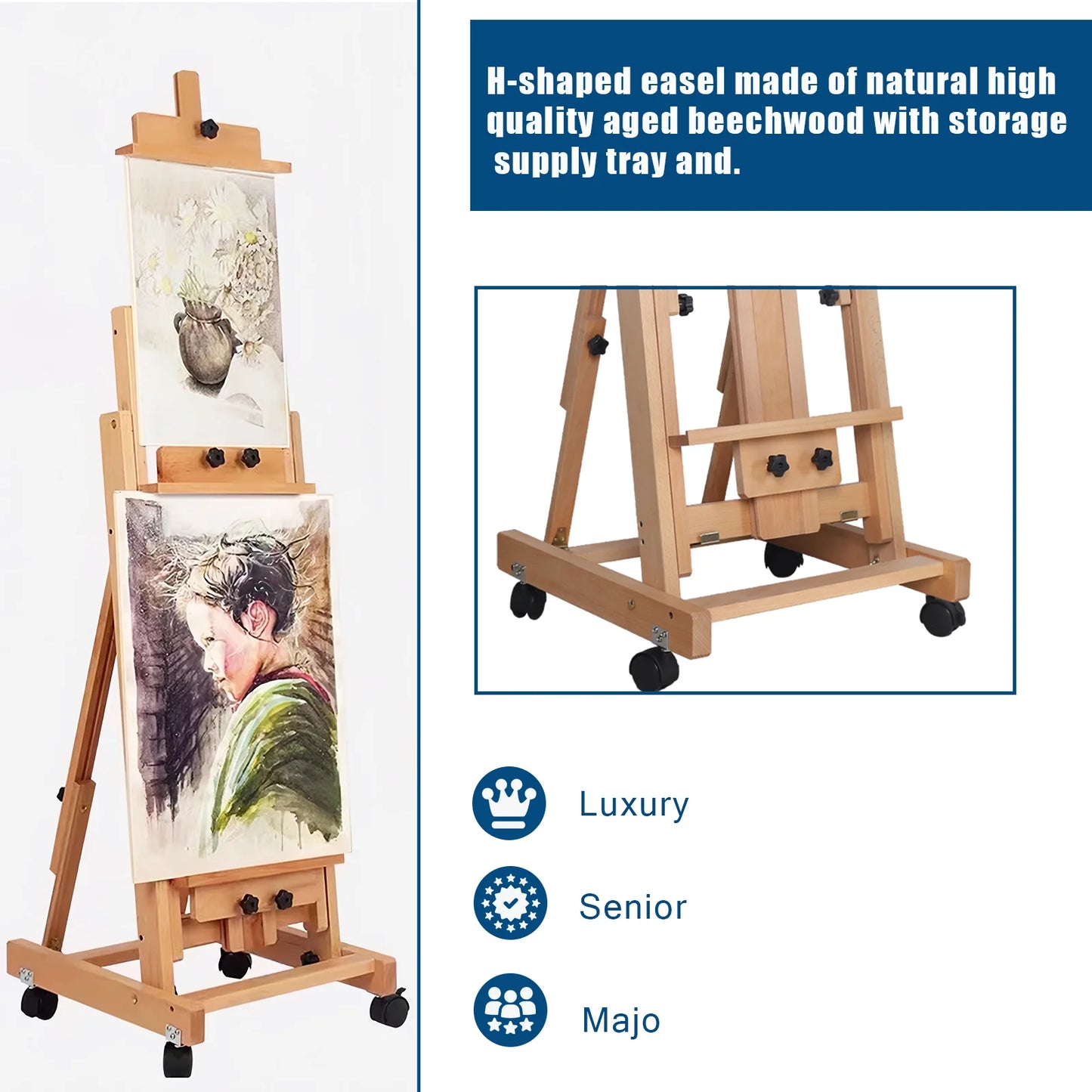 Sketch Easel Wooden Floor Stand With Adjustable Angles
