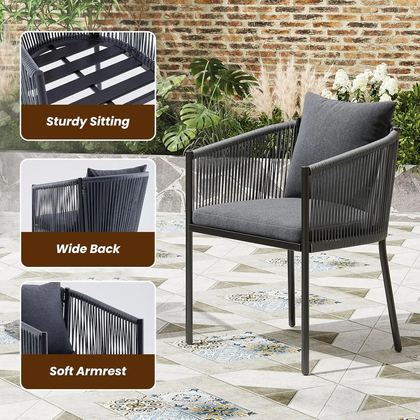 Set Of 2 Outdoor Rattan Wicker Patio Chairs For Garden