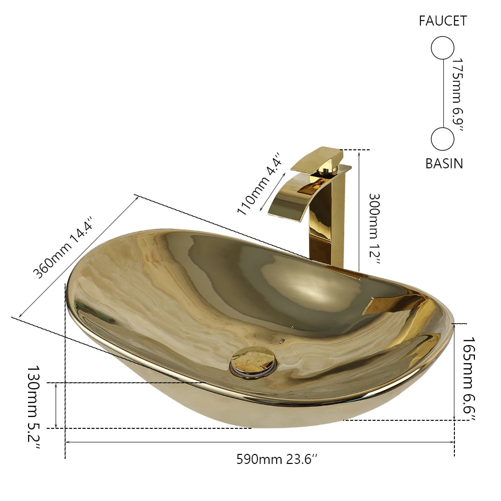 Kemaidi Ceramic Vessel Sink With Elegant Faucet Assembly Kit