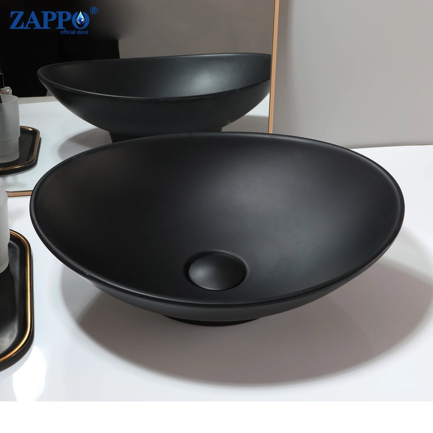 Mekkhal Stone Resin Above Counter Vessel Sink With Drain