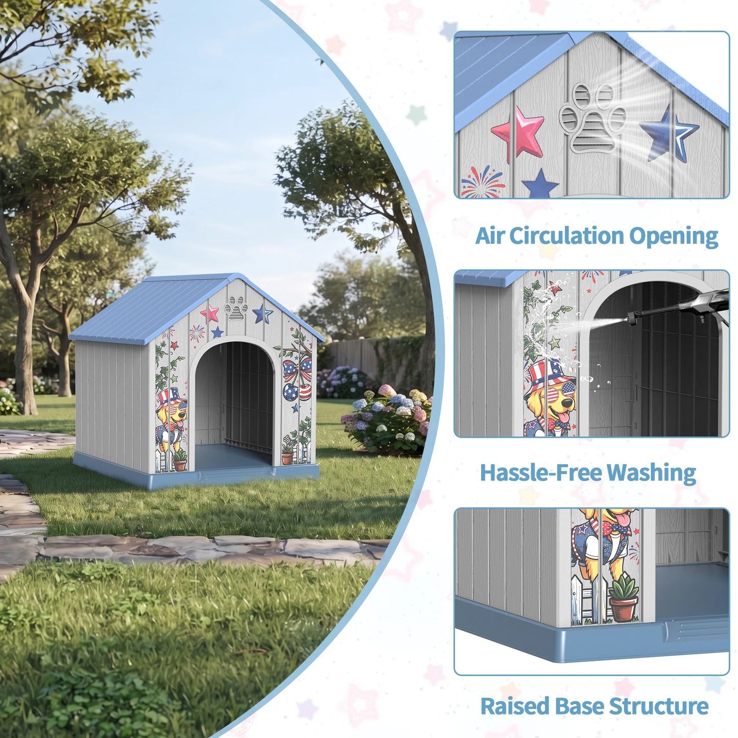 Weatherproof Plastic Outdoor Dog House With Spacious Interior