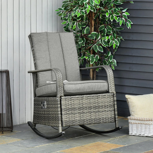 Outsunn Adjustable Wicker Sun Lounger Outdoor Recliner Chair