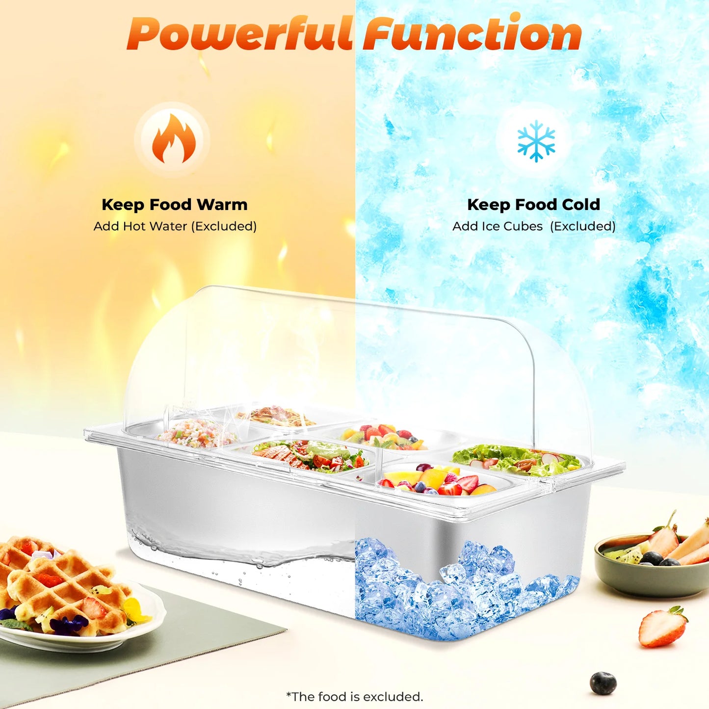 Bymaocar Countertop Food Container Six Pan Condiment Dispenser