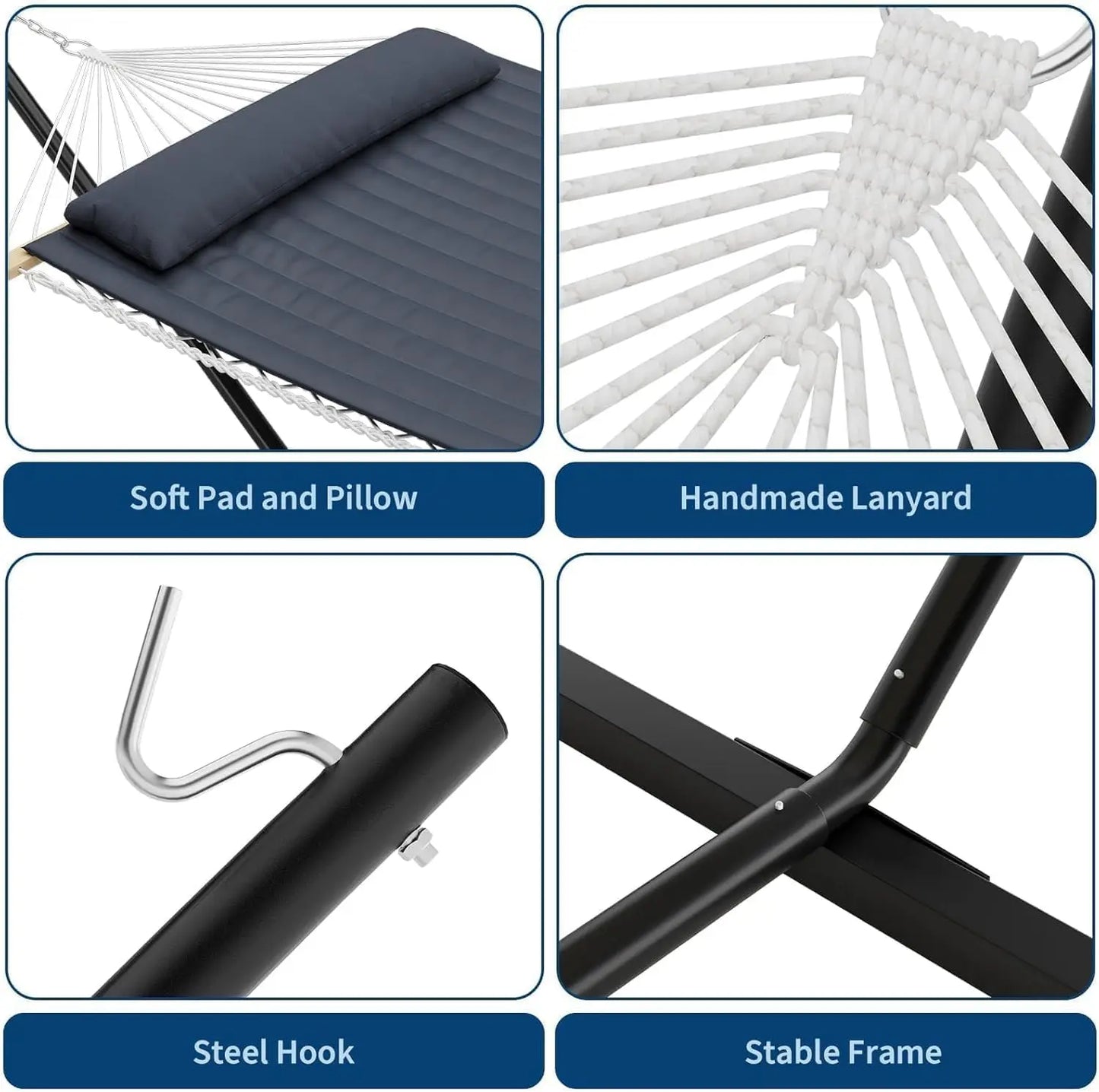 HiMISS Portable Double Hammock With Stand For Outdoor Patio Garden