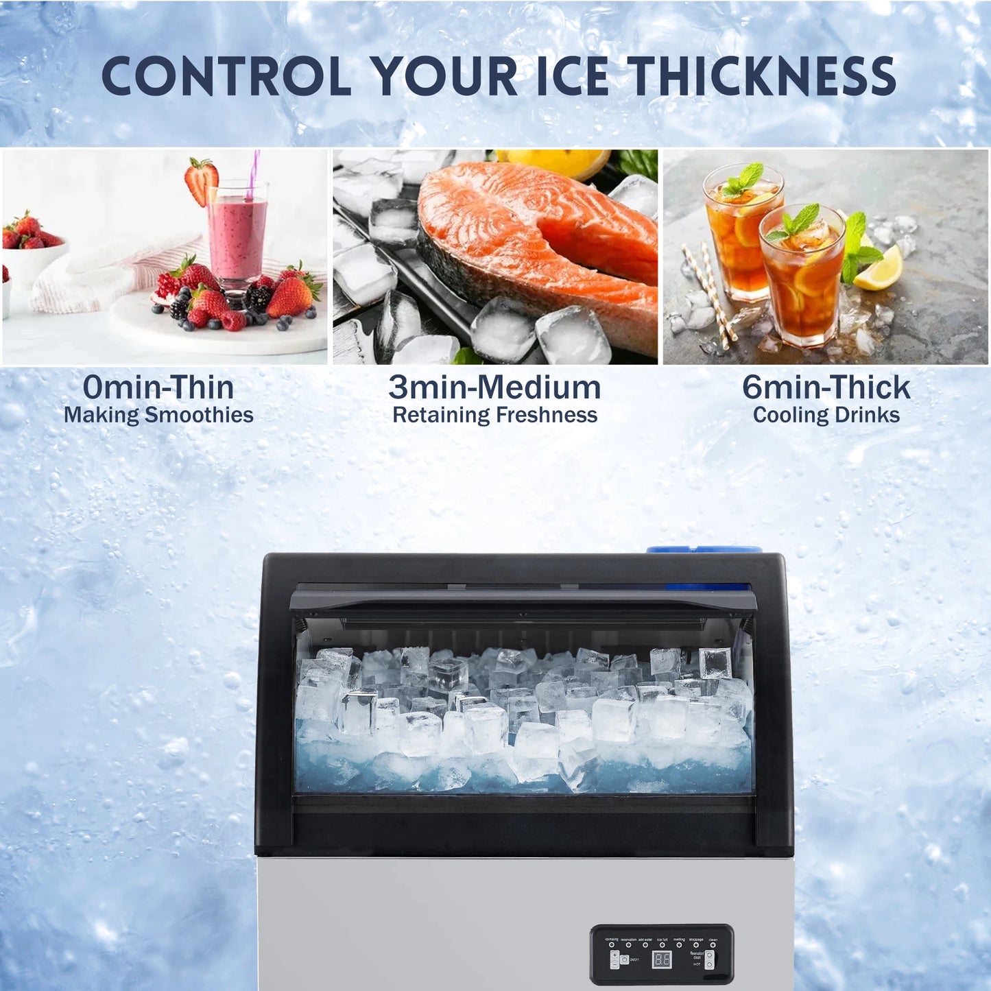 Acekool Commercial Ice Maker Machine With Led Control Panel