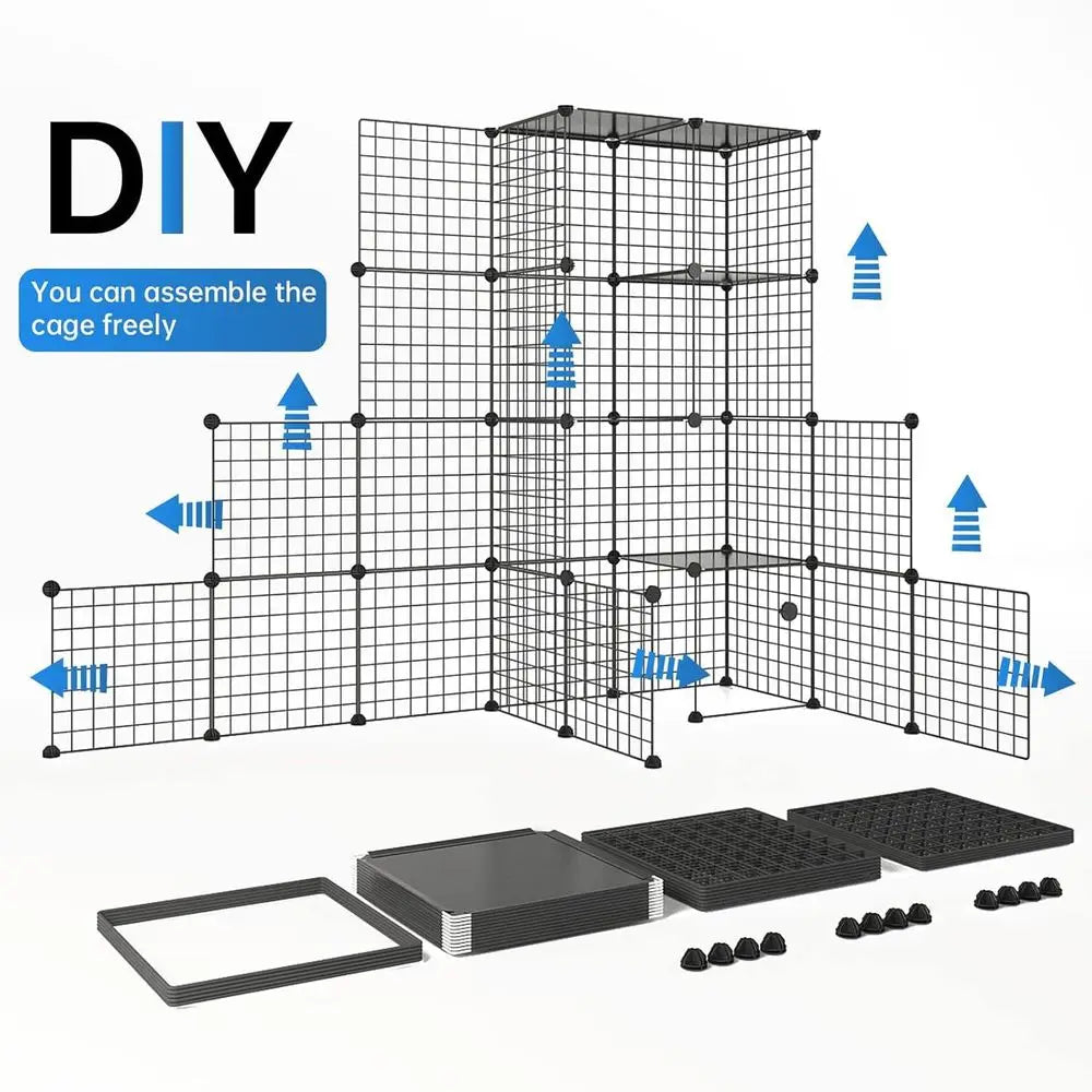 Detachable Metal Wire Cat Kennel With Exercise Enclosure